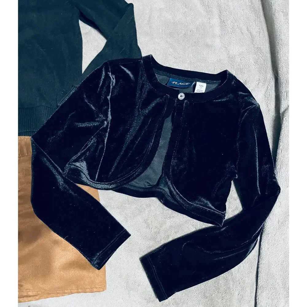 NWOT CP Bundle Tan Brown Skirt 2 Black Cardigans Cotton & Velvet Formal SZ 5-6 - Picture 2 of 9